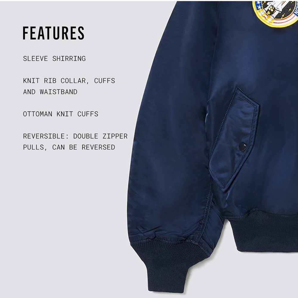 Alpha Industries x NASA MA-1 Reversible Flight Jacket NWT MEDIUM Replica Blue - Picture 5 of 16